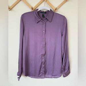 Lauren Ralph Lauren Satin Button Down Shirt